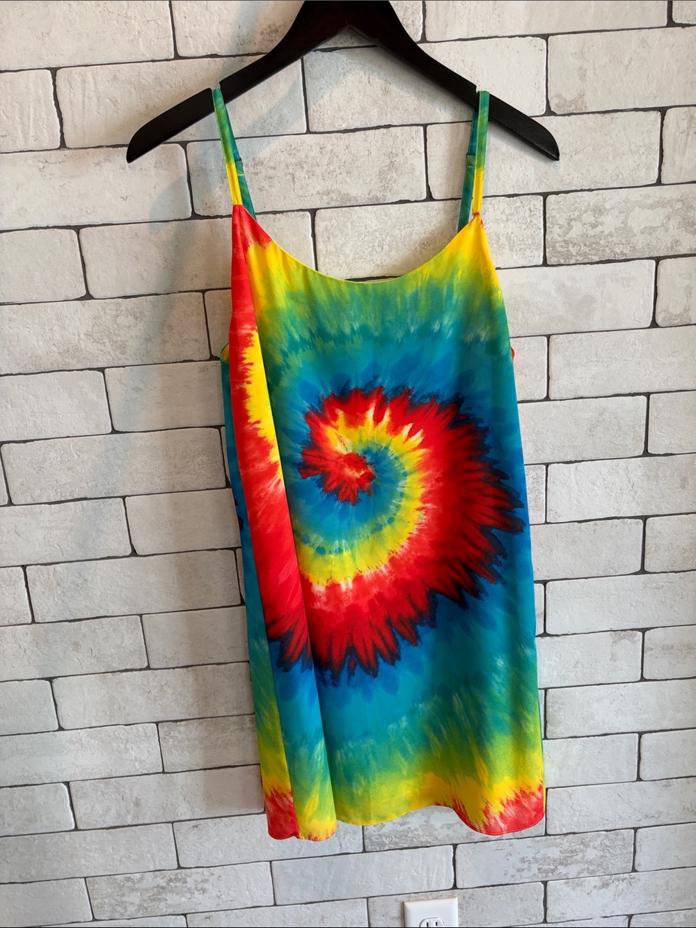 Alice + Olivia Neon Rainbow  Tie-Dye Slip Dress